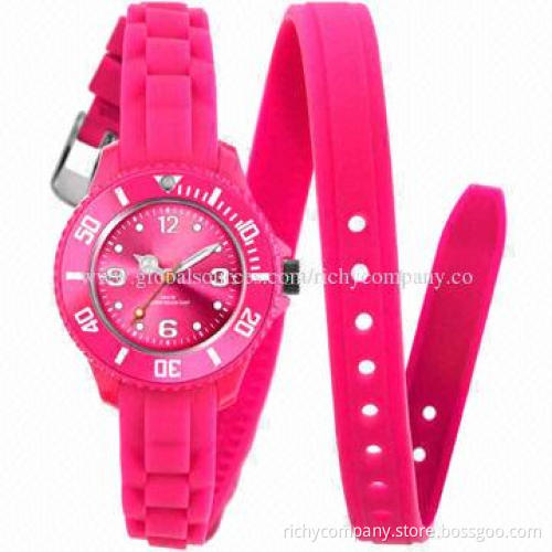 Silicone watch with long adjustable band